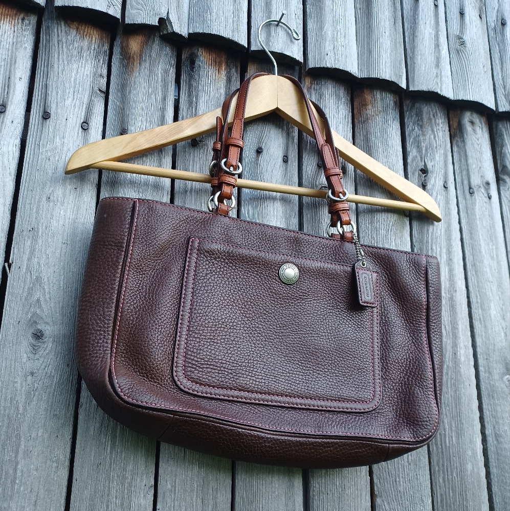 Vintage Y2k Coach Chelsea shoulder bag brown pink cowhide leather & hangtag